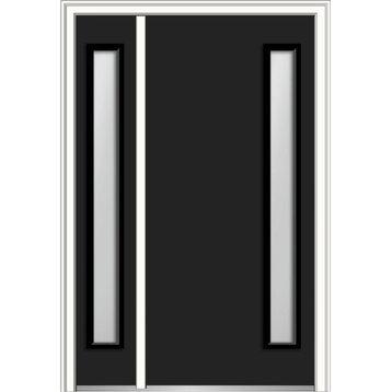 Frosted 1-Lite Fiberglass Smooth Door With Sidelite, 53"x81.75", RH In-Swing