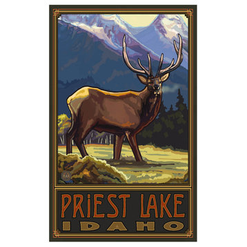 Paul A. Lanquist Priest Lake Idaho Elk Art Print, 12"x18"