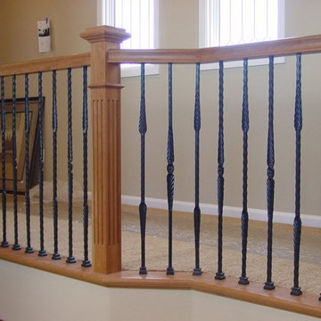Oak rail and post with metal baulstrade