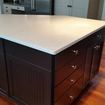 Medium color wood shaker style to grey.