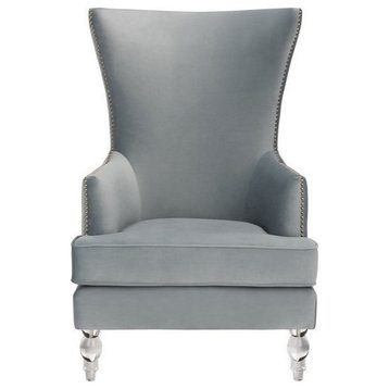 Maxine Modern Wingback Chair, Light Silver
