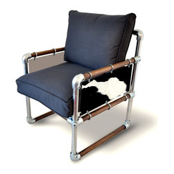 cowhide, scaffold & smoked-oak easy chair - Armchairs And Accent Chairs
