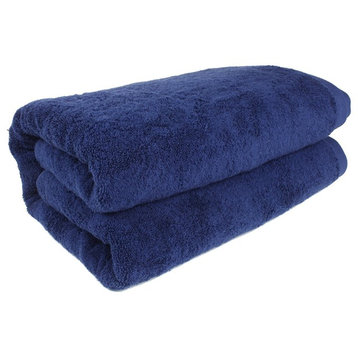 Classic Turkish Towel Jumbo Turkish Cotton Bath Sheet, Navy