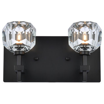 Graham 2-Light Wall Sconce, Black And Clear