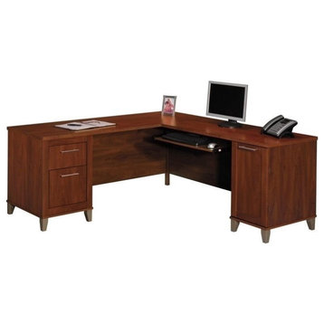 Bush Furniture Somerset 72W L Desk in Hansen Cherry - Engineered Wood