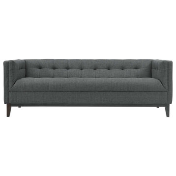 Serve Tufted Button Sofa - Elegant Polyester Upholstery Walnut Legs - Ideal for