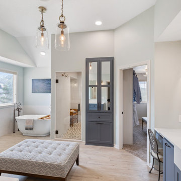 Contemporary Farmhouse Primary Bath + Closet Remodel Olathe, KS