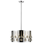 Z-Lite - Oberon 4 Light Pendant, Chrome - Artistic elegance and a glam vibe are in full supply with this four-light pendant. Sleek, shiny chrome finish steel forms a round base dressed up with droplets of crystal, offering a sensual and dynamic contemporary appeal.