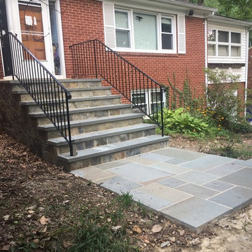 2 Inch Thermal Cut Flagstone Walkway in Silver Spring MD with Iron Railing