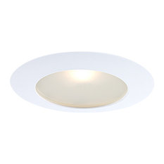 6" Line Voltage Flat Shower Trim With Frosted Glass Trim, White