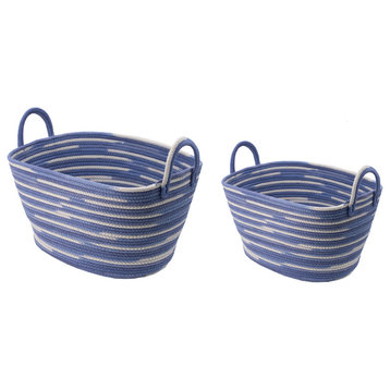 Rope Woven Oval Baskets Set Of 3