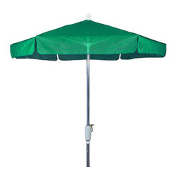 FiberBuilt Umbrellas LLC - 7.5 Foot Hexagonal Teal Base Bright Aluminium Garden Umbrella - Outdoor Umbrellas