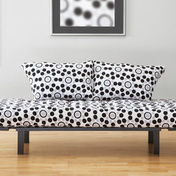 Black Metal Futon with Well Rounded Mattress in Bed Position - Products