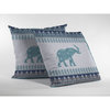Paisley Elephant Suede Blown and Closed Pillow Blue
