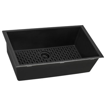 30-inch inch Granite Composite Undermount Sink - Midnight Black - RVG2030BK