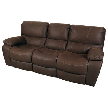 Ramsey Transitional Leather-Look Microfiber Reclining Sofa - Brown