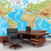 World Map Wall Decal, Physical, Miller Projection, 53"x36"