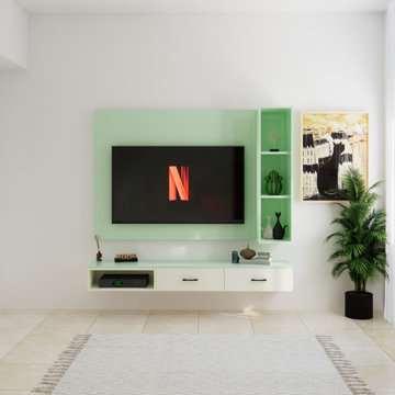Modern Mint Green Floating TV Unit Design