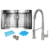 36" x 22" x 10" Topmount Stainless Steel Single Bowl Kitchen Sink & Faucet Combo