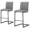 Ronan Bar/ Counter Stool, Set of 2, Antique Graphite Gray, Counter Stool, Faux Leather