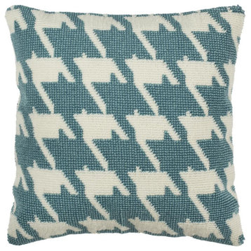 Hanne Houndstooth Pillow, Celadon/Ivory