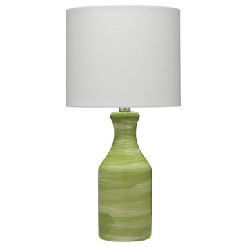 Bungalow Table Lamp With Shade, Green and White Swirl UNO Socket