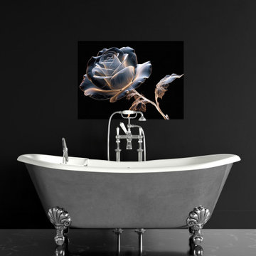 Ghostly Bloom X-Ray Effect Illustration Digital Floral Artwork Prints
