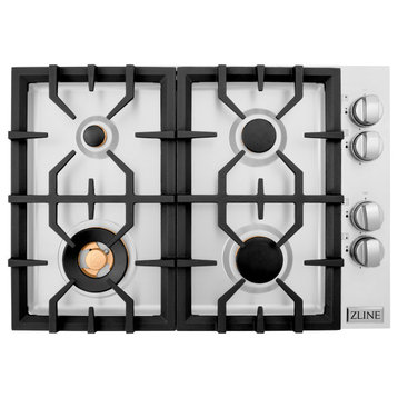 ZLINE 30 In. Dropin Cooktop With 4 Gas Brass Burners, RC-BR-30
