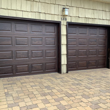 Traditional Short Panel Garage Door in Walnut