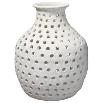 Small Porous Vase, Matte White Ceramic