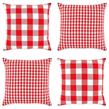DII Modern Cotton Gingham/Buffalo Check Pillow Cover in Red/White (Set of 4)