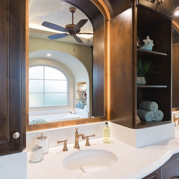 Master Bath After - New floating mirror and tower columns