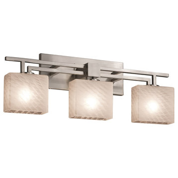 Fusion Aero 3-Light Bath Bar, Rectangle, Weave Shade