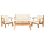 Safavieh Mallorca Outdoor Living Set, 4-Piece, Teak Brown and Ecru