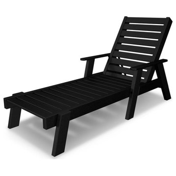 Polywood Captain Chaise with Arms, Black