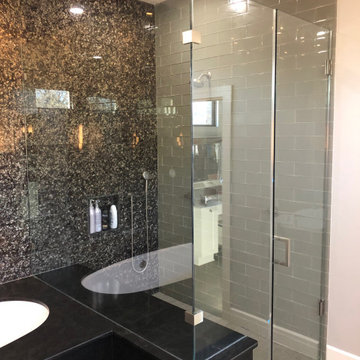 90 Degree Glass Shower Enclosure with Notched Inline Panel