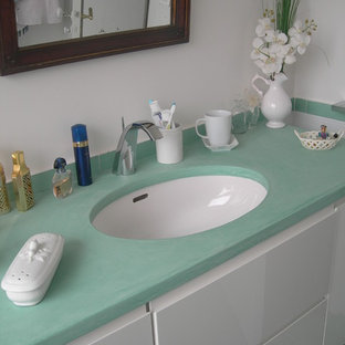 75 Beautiful Multicolored Tile Bathroom With Turquoise Countertops