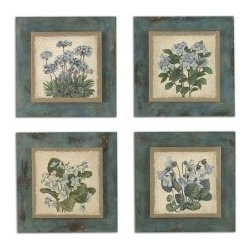 www.essentialsinside.com: florals in blue wall art, set of 4 - Artwork