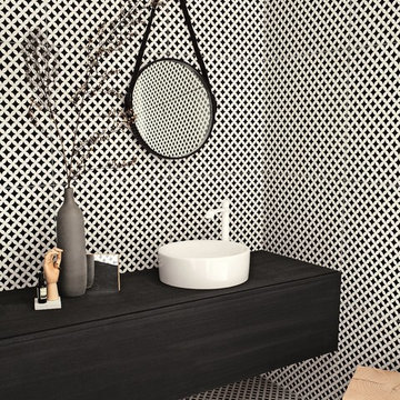 Deco D'Antan Etoile 24'' x 24'' and 8'' x 8'' in Blanc Noir