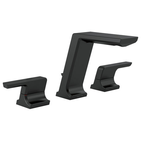 Delta Pivotal Two Handle Widespread Bathroom Faucet, Matte Black, 3599LF-BLMPU