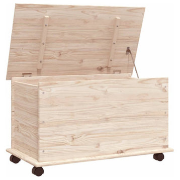 vidaXL Storage Chest Storage Trunk Toy Box with Wheels ALTA Solid Wood Pine