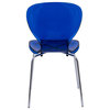 LeisureMod Oyster Dining Side Chair With Strong Metal Legs in Blue Set of 4