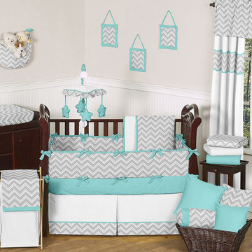 Zig Zag Turquoise and Gray Chevron Collection