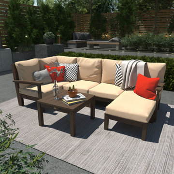 Bespoke Deep Seating 7 Piece Sectional Set with Ottoman and Side Table