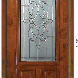 Prehung Single Door 80 Alder New Orleans 2 Panel Arch Lite Glass - Front Doors