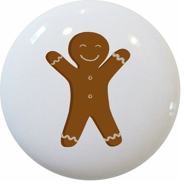 Gingerbread Man Ceramic Knob