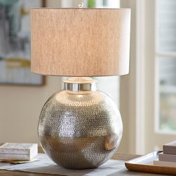 NORI HAMMERED TABLE LAMP BASE - ANTIQUE SILVER - Table Lamps