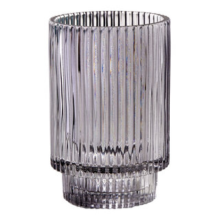 Decorative Smoked Gray Glass Crystal Taper Traditional Candle Holder  Candlestick,, Hexagon Shape