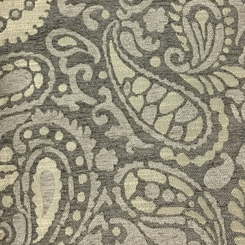 Sydney Paisley Textured Chenille Upholstery Fabric, Driftwood