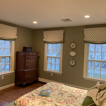 relaxed roman shades with solid bottom border